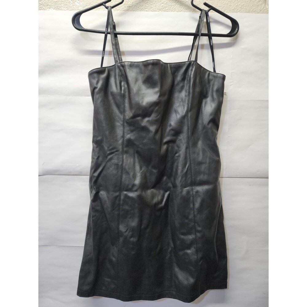 FOREVER 21 Size Medium Women's Black Faux Leather Mini Dress Strapless